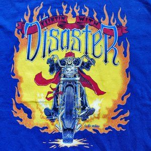 Moto graphic design T-shirt blue men's size L